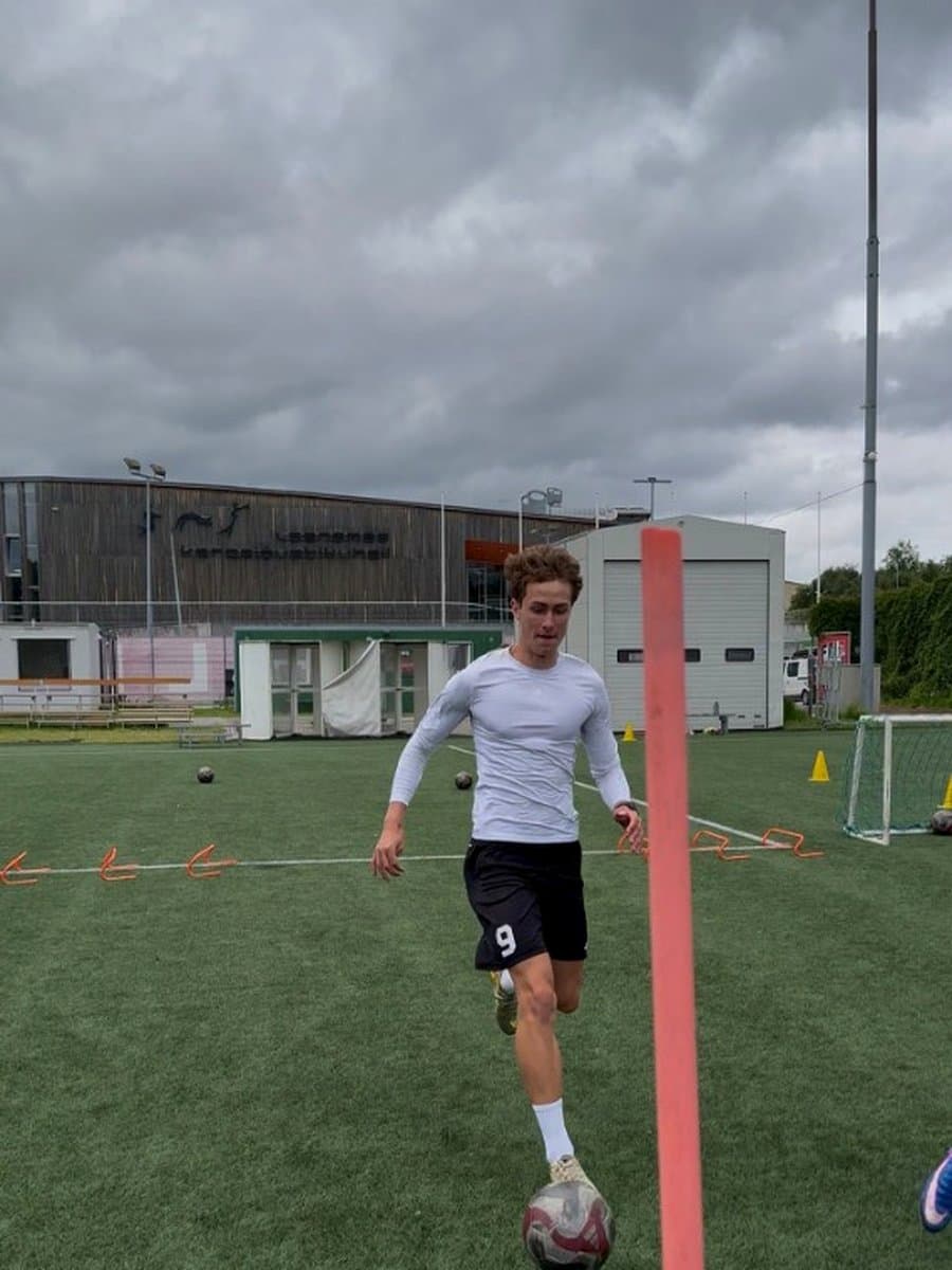 Dribbling during a training session
